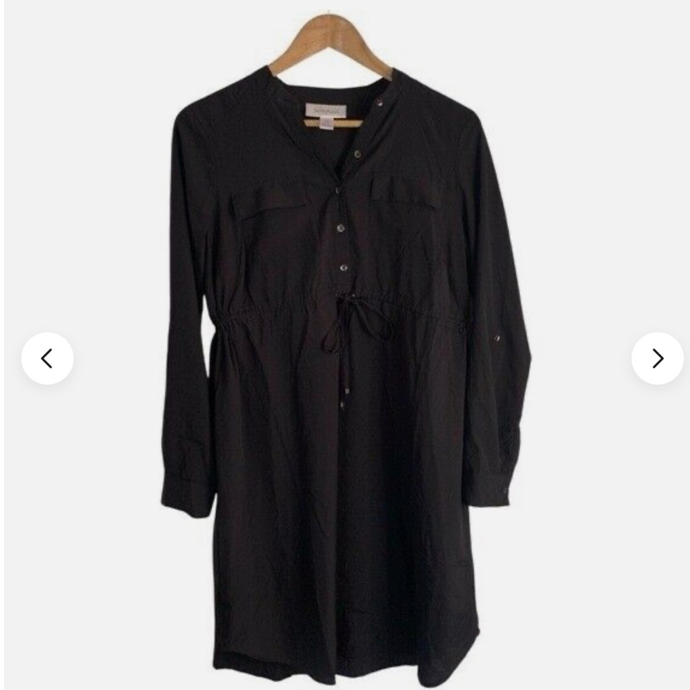 Motherhood Maternity Black Shirt Dress with Drawstring Size Medium